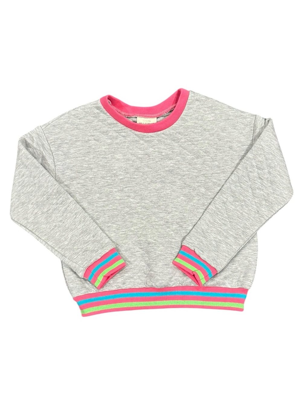NEW Self Esteem Girls' Heather Gray Sweatshirt with Pink Trim Sz7/8
